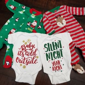 NEW Newborn Christmas Onesie Bundle